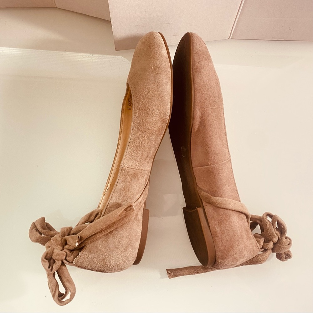 Jessica Simpson Tan Suede Ballet Flats Size 61/2M Straps Comfy Round Toe Ballet - Picture 5 of 12